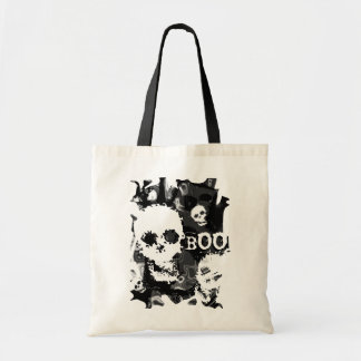 Skull Spectres B&W swirl 'Boo!' tote bag