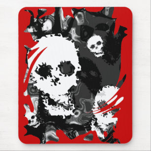 Skull Spectres B&W swirl mousepad (red background)