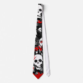 Skull Spectres B&W swirl tie (red background)