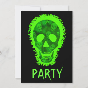 Skull Spectres Big Skull Green 'Party' invitation