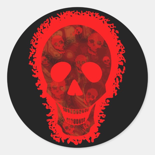 Skull Spectres Big Skull Red round sticker (Front)