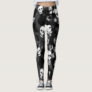 Skull Spectres Black and White leggings