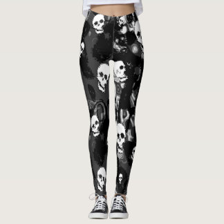 Skull Spectres Black and White leggings