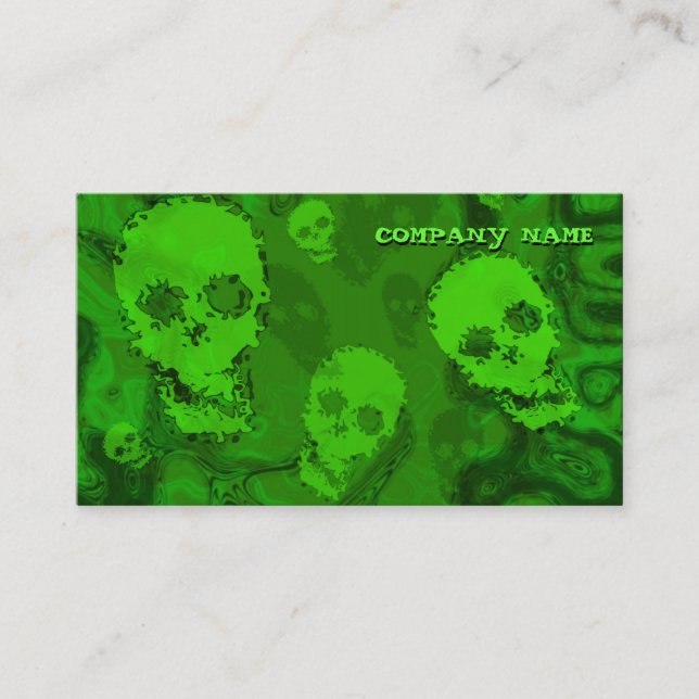 Skull Spectres business card horizontal green (Front)