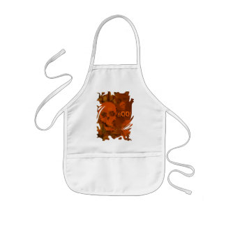 Skull Spectres Orange 'Boo!' swirl apron