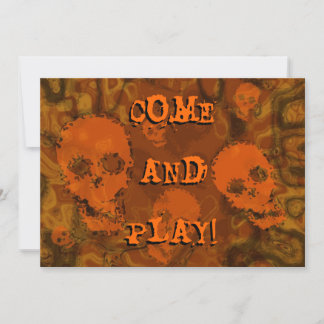 Skull Spectres Orange 'Come and Play!' invitation