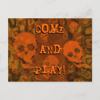Skull Spectres Orange 'Come and Play!' postcard