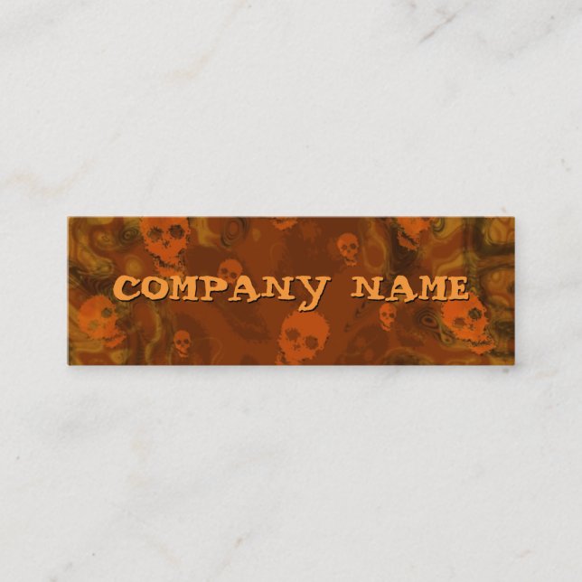 Skull Spectres Orange horizontal black skinny Mini Business Card (Front)