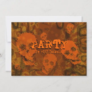 Skull Spectres Orange 'Party..If you dare' Invitation