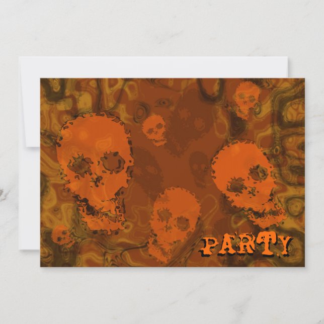 Skull Spectres Orange 'Party' invitation (Front)