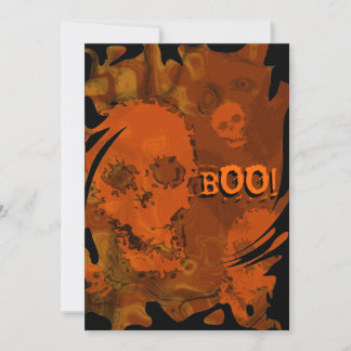 Skull Spectres Orange swirl 'BOO!' invitation