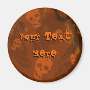 Skull Spectres Orange 'Your Text' fridge magnet