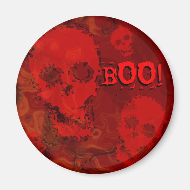 Skull Spectres Red 'Boo!' fridge magnet (Front)