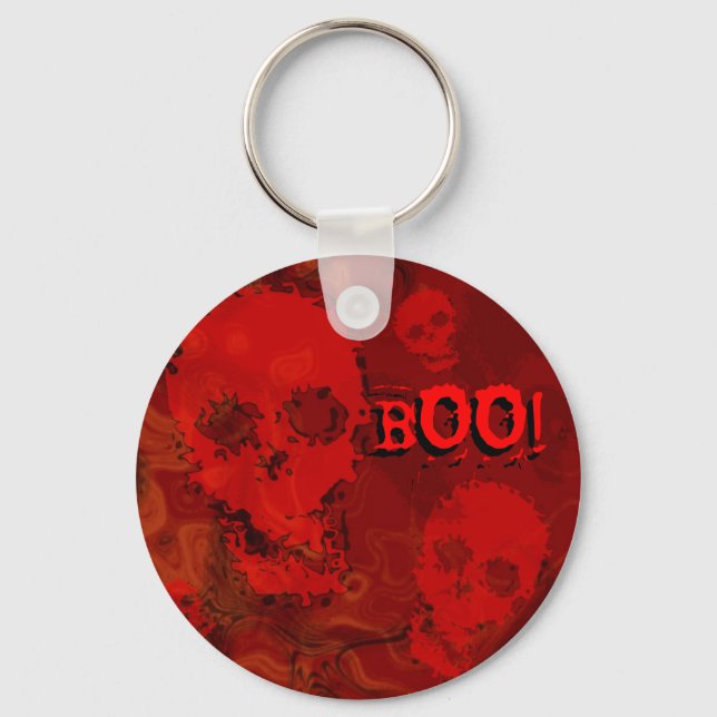 Skull Spectres Red 'Boo!' keychain (Front)