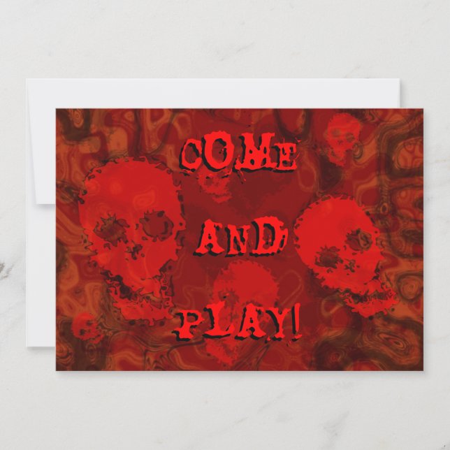 Skull Spectres Red 'Come and Play!' invitation (Front)