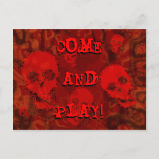 Skull Spectres Red 'Come and Play!' postcard