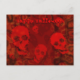 Skull Spectres Red 'Happy Halloween' postcard