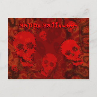 Skull Spectres Red 'Happy Halloween' postcard