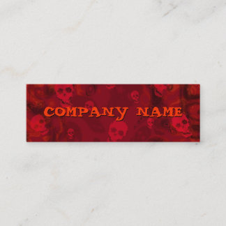 Skull Spectres Red horizontal black skinny Mini Business Card