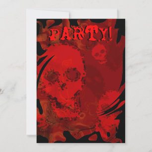 Skull Spectres Red 'Party' swirl invitation