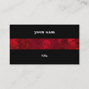 Skull Spectres Red stripe horizontal black back Business Card