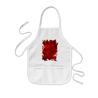 Skull Spectres Red swirl 'Boo!' apron
