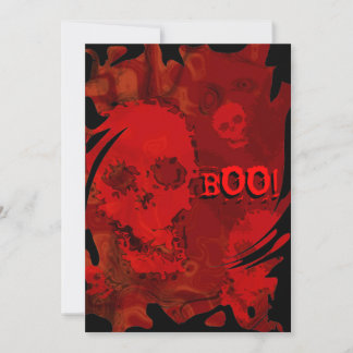 Skull Spectres Red swirl 'BOO!' invitation