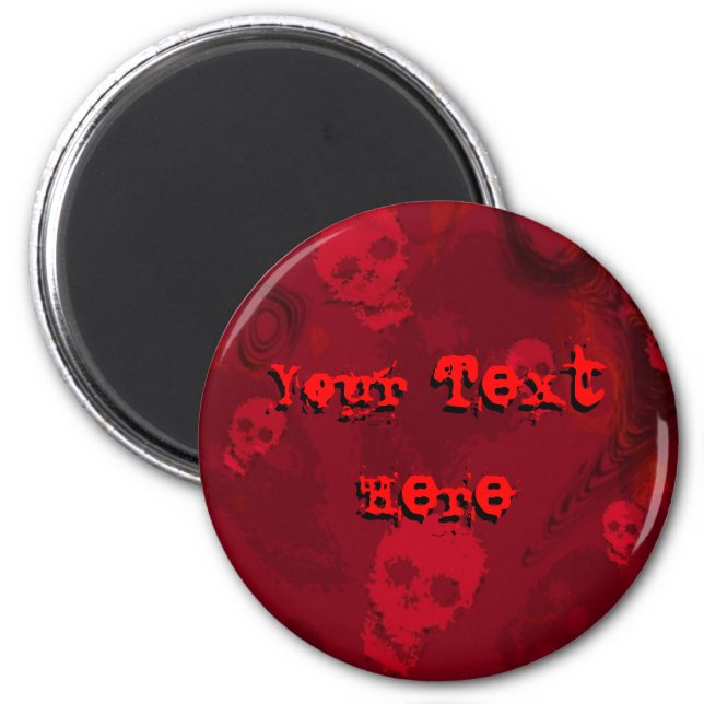 Skull Spectres Red 'Your Text' fridge magnet (Front)