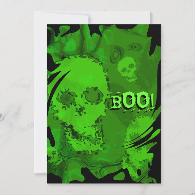 Skull Spectres swirl 'BOO!' invitation (Front)