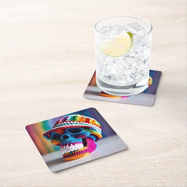 Skull Square Paper Coaster (Insitu)