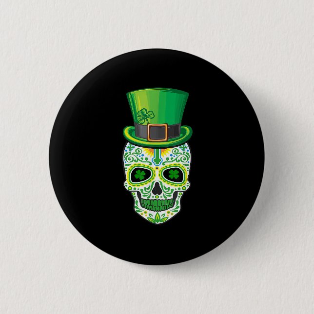 Skull St Patricks Day Irish Funny Saint Patricks D 6 Cm Round Badge (Front)