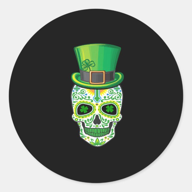 Skull St Patricks Day Irish Funny Saint Patricks D Classic Round Sticker (Front)