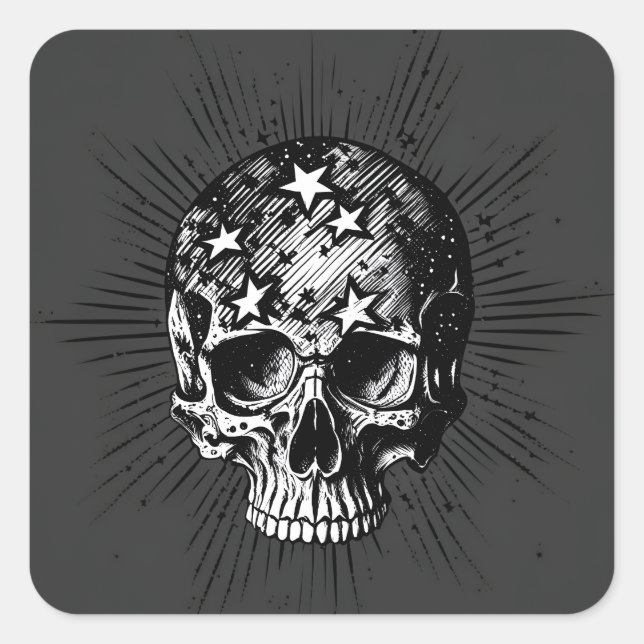 Skull & Stars III Square Sticker (Front)