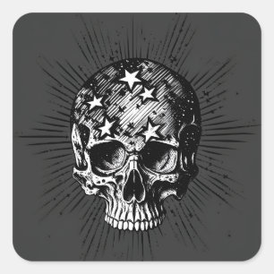 Skull & Stars III Square Sticker