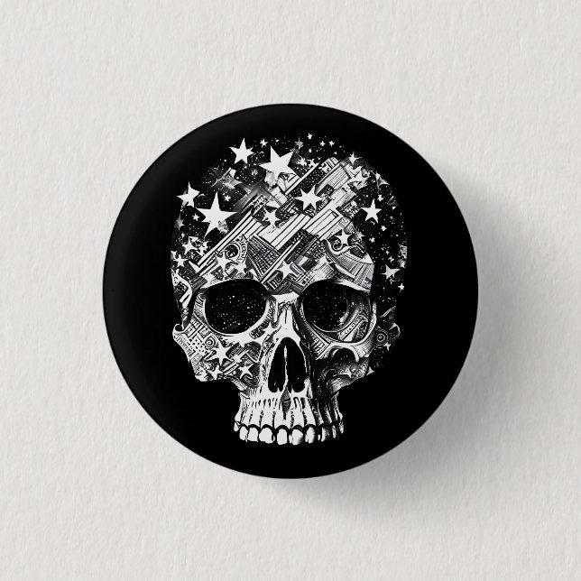 Skull & Stars IV 3 Cm Round Badge (Front)