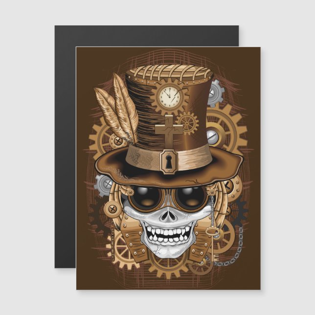 Skull Steampunk Voodoo Retro Machine (Front/Back)