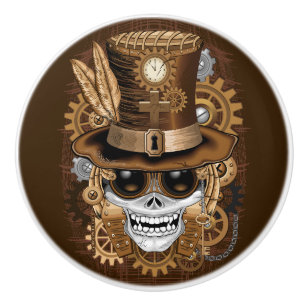Skull Steampunk Voodoo Retro Machine Ceramic Knob