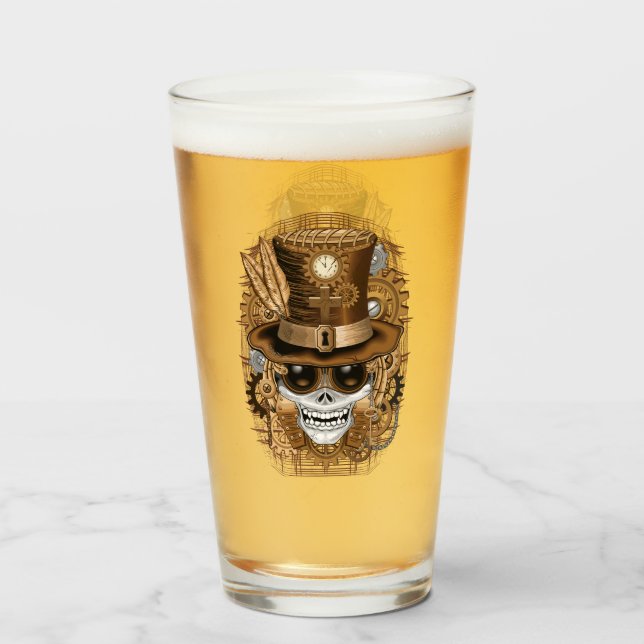 Skull Steampunk Voodoo Retro Machine Glass (Back Filled)