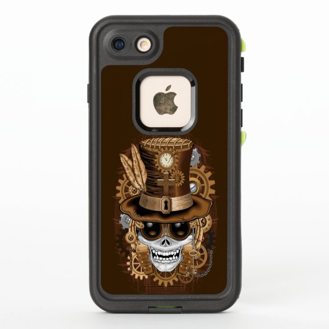 Skull Steampunk Voodoo Retro Machine LifeProof iPhone Case (Back)