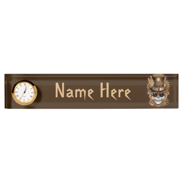 Skull Steampunk Voodoo Retro Machine Nameplate (Front)