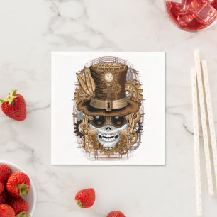 Skull Steampunk Voodoo Retro Machine Napkin