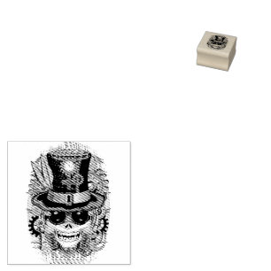 Skull Steampunk Voodoo Retro Machine Rubber Stamp