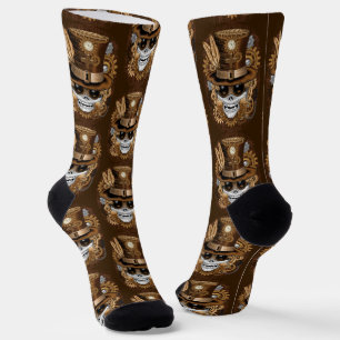 Skull Steampunk Voodoo Retro Machine Socks