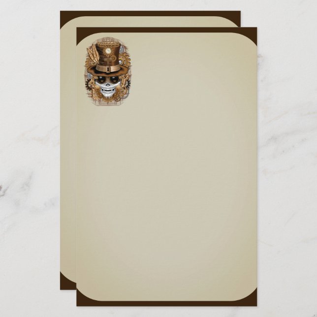 Skull Steampunk Voodoo Retro Machine Stationery (Front/Back)