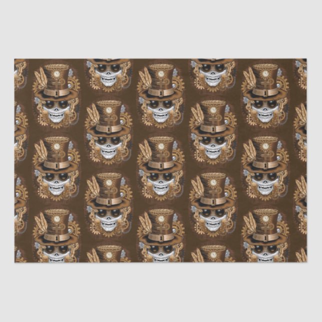 Skull Steampunk Voodoo Retro Machine Tissue Paper (Front)