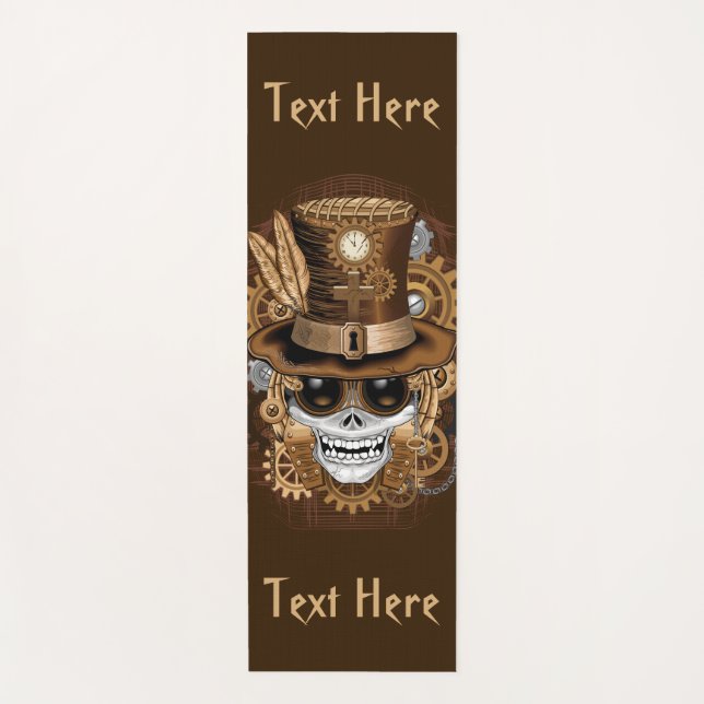 Skull Steampunk Voodoo Retro Machine Yoga Mat (Front)