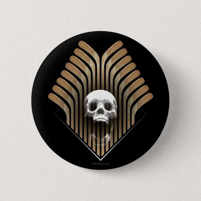 Skull & Sticks (Hockey) 6 Cm Round Badge (Front)