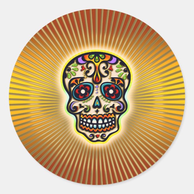 skull-strahlen.png classic round sticker (Front)