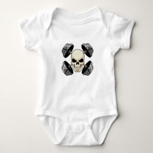 Skull Strength training Dumbbells Baby Bodysuit
