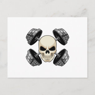 Skull Strength training Dumbbells Postcard